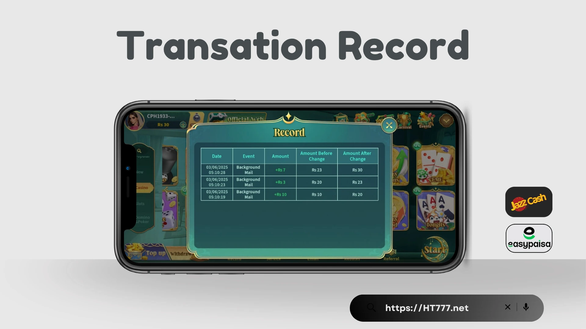 Halal Spin transaction history – Record of deposits and withdrawals